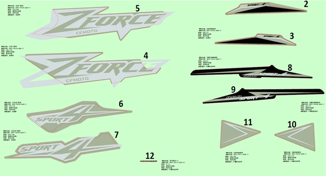 CF MOTO ZFORCE 950 SPORT 4 ETIKET (A.KASA SOL-950 SPORT4)SARI MDL