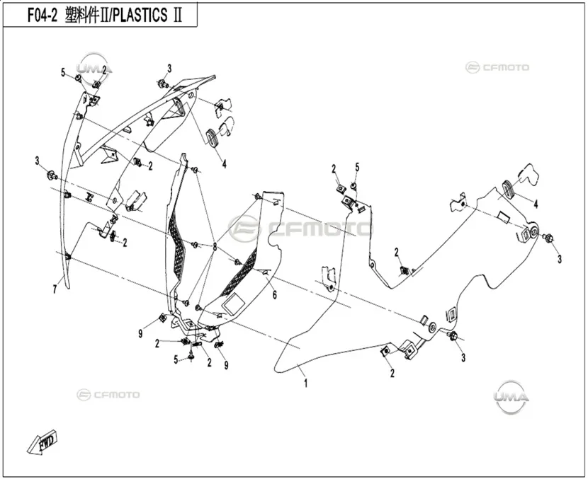 CFMOTO 650MT BENZIN DEPOSU SOL IC PLASTIK (2022)