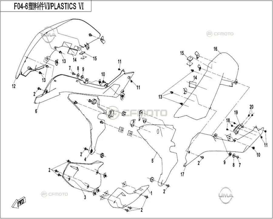 CFMOTO 650MT BENZIN DEPO SOL PLASTIK KPK (BEYAZ) 2022