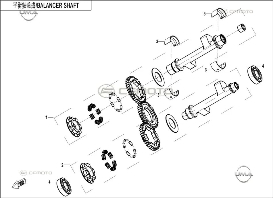 CF MOTO 450NK DENGE MILI KOMPLE ARKA