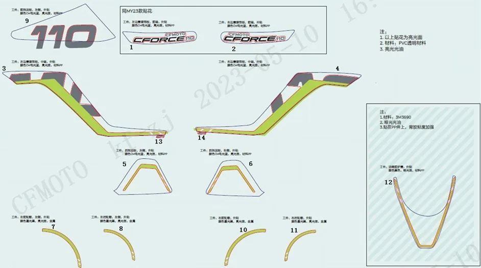 CFMOTO CF110AY10 ETIKET SETI (MAVI)