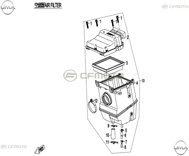 CFMOTO CF 250-6 SR (EU 4) HAVA FILTRESI KOMPLE (E4)