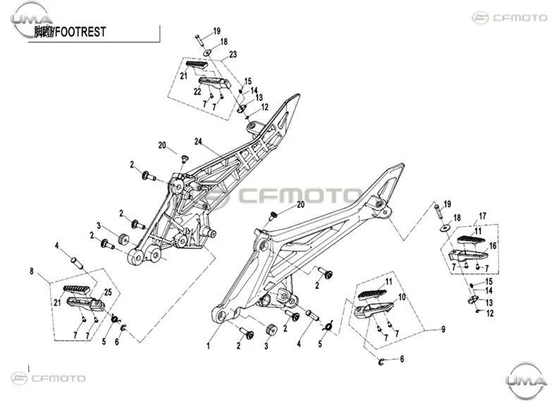 CFMOTO CF NK 400 ARKA BASAMAK SAG