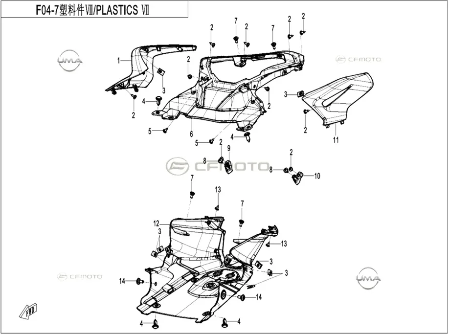 CFMOTO CF250SR (CF250-6CH) E5+ SELE ALTI YAN KARENAJ SOL ARKA (BEYAZ)