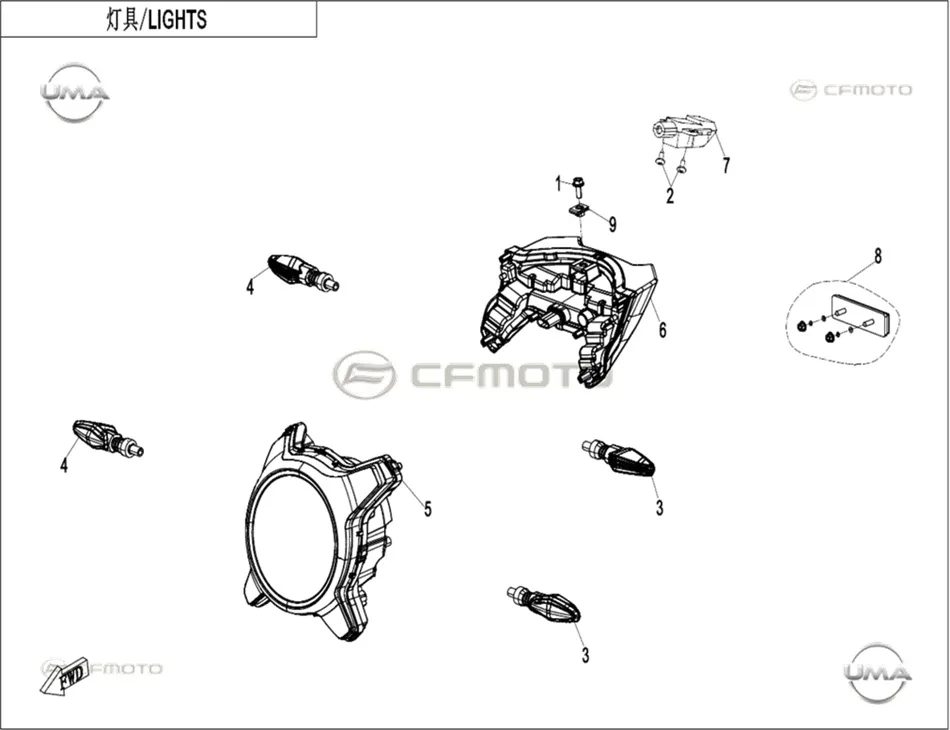 CFMOTO CF700CLX ADV (CF700-2C) E5 FAR KOMPLE