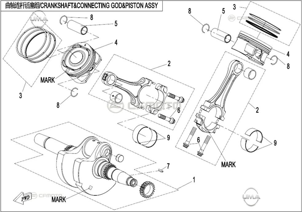 CFMOTO UFORCE 1000XL (CF1000UTR-5) (T1B) KRANK KOLU II