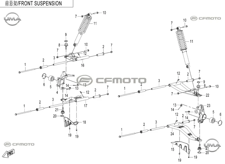 CFMOTO UFORCE 1000XL (CF1000UTR-5) (T1B) SALINCAK MUHAFAZA KAPAGI SOL ALT