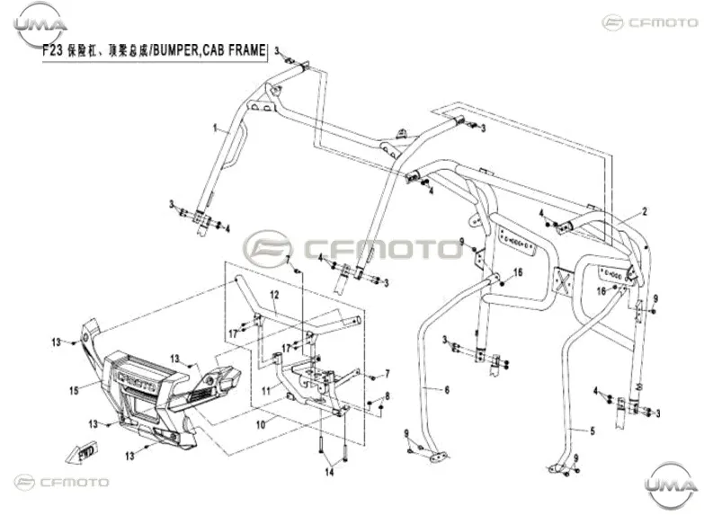 CFMOTO UFORCE 500 (T1B) UST CERCEVE ARKA