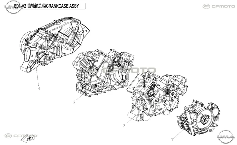 CFMOTO ZFORCE 1000 (T1B) KRANK KUTUSU SOL KAPAK IC KOMPLE