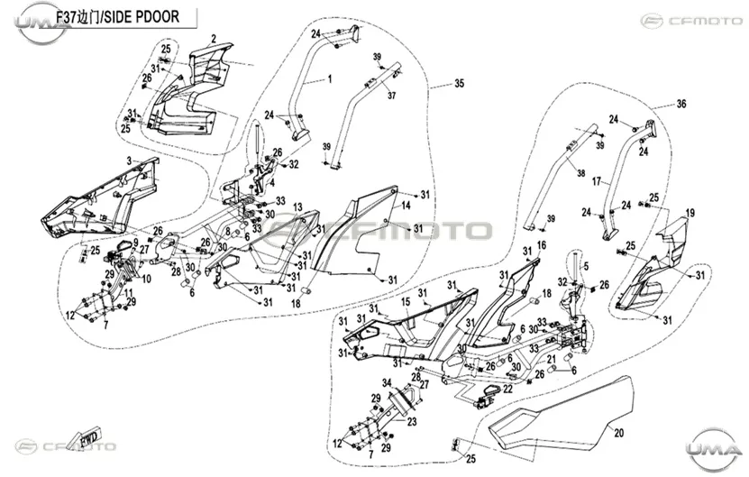 CFMOTO ZFORCE 1000 (T1B) ISKELET SAG KAPI