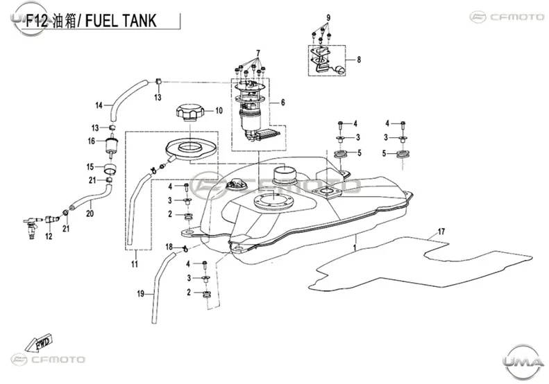 CFMOTO CF GOES TERROX 400L (CF400ATR-4L)(T3B) BENZIN DEPOSU YALITIM BANDI
