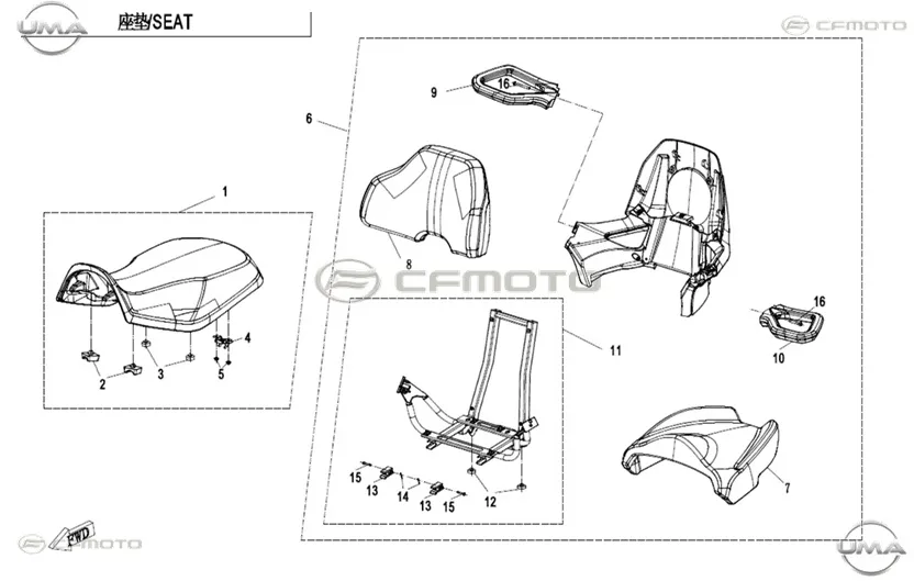 CFMOTO CF1000ATR (T3B) ARKA SELE & DAYANAGI KOMPLE (SIYAH-GRI)