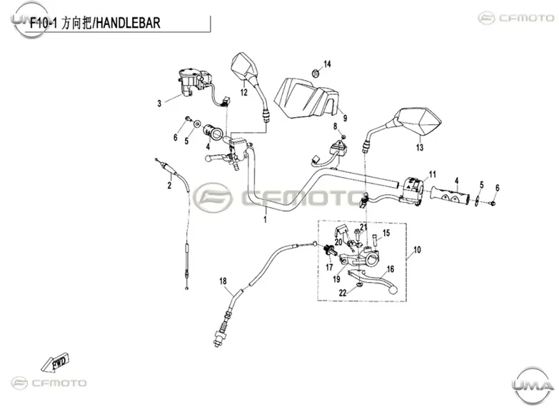 CFMOTO CF400ATR 2L (T3B) SAG KUMANDA DUGMELERI