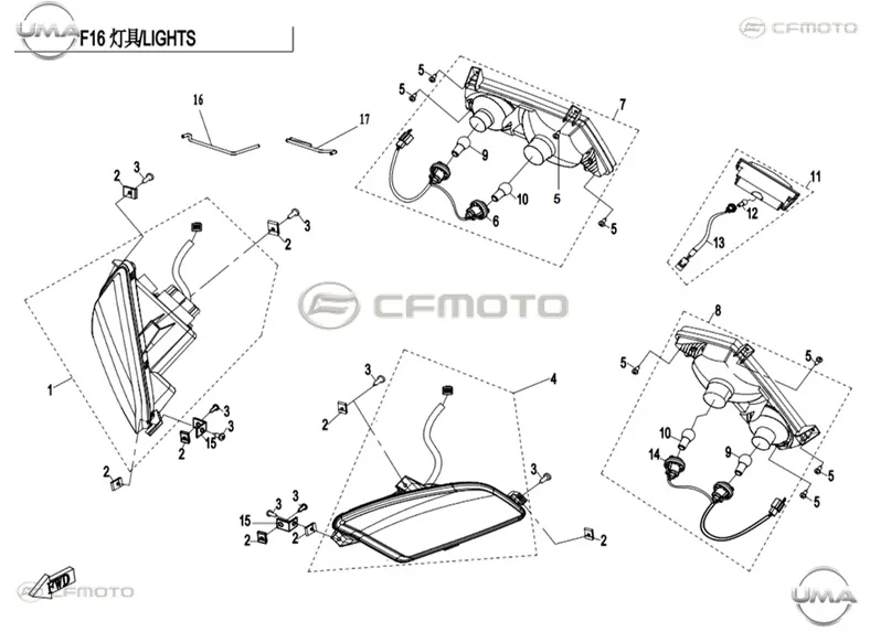 CFMOTO CF400ATR 2L (T3B) FAR KOMPLE SOL