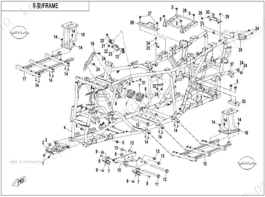 CFMOTO CF600ATR-2L (T3B) SELE ARKA BRAKET