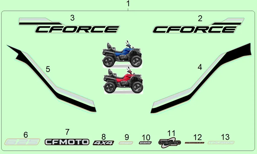 CFMOTO CF600ATR-2LC (T3B) ETIKET SETI (KIRMIZI)