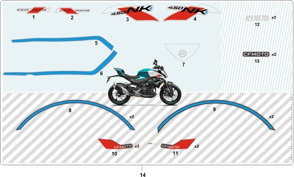 CF MOTO 450NK ETIKET (RADYATOR MUH.SOL) BEYAZ