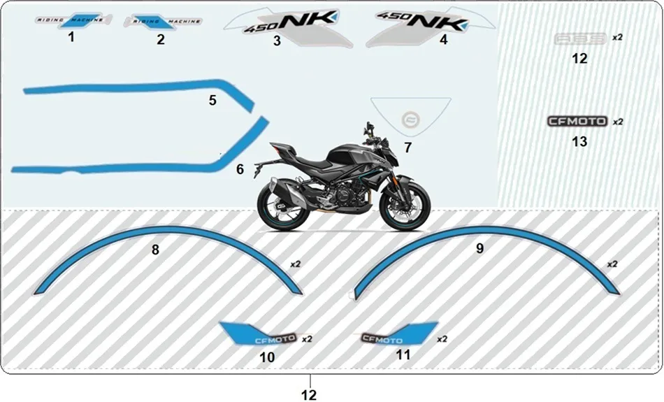 CF MOTO 450NK ETIKET SAG(RIDING MACHINE)(MAVI)