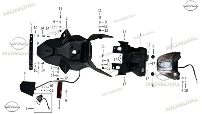 MONDIAL X-TREME MAXX 250 I (E5+) ARKA CAMURLUK KUYRUGU UST PLASTIK