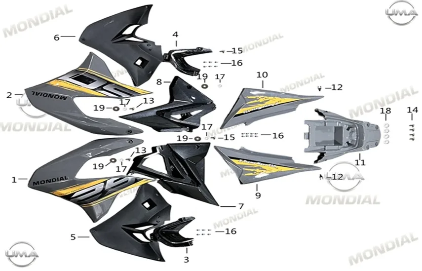 MONDIAL X-TREME MAXX 250 I (E5+) SELE ALTI YAN KARENAJ SAG ARKA (GRI)