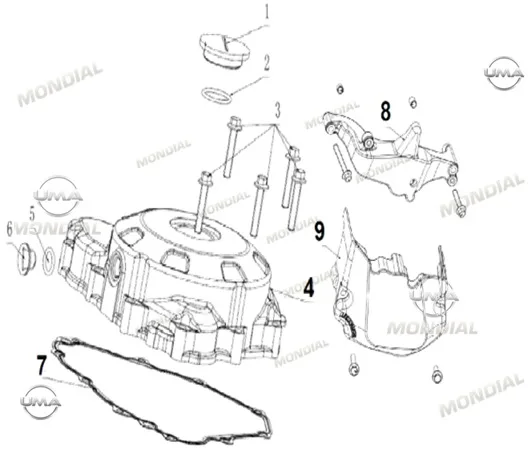 MONDIAL 400 RX3S EVO KRANK KUTUSU SOL ARKA KAPAK BRAKETI