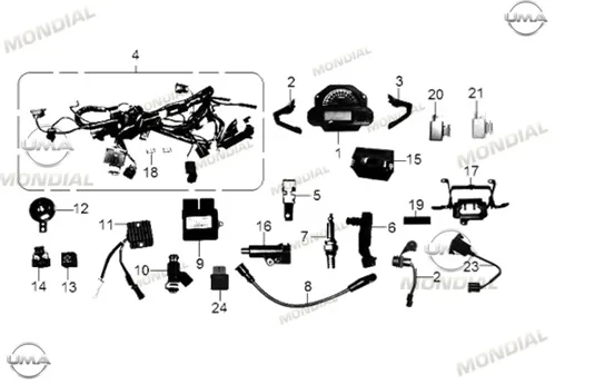 MONDIAL 400 RX3S EVO GOSTERGE PANELI BAGLANTI BRAKETI SAG