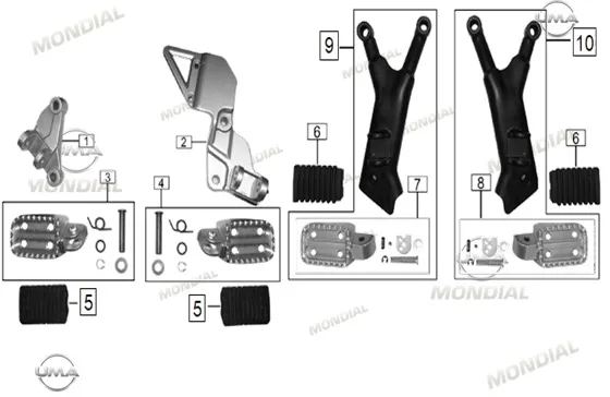 MONDIAL 400 RX3S EVO ARKA BASAMAK BRAKET KOMPLE SAG