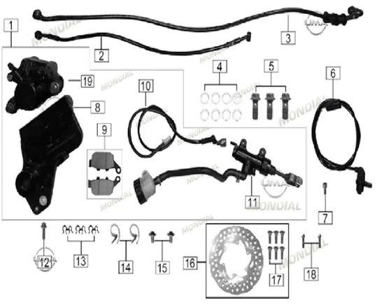 MONDIAL 400 RX3S EVO ARKA FREN KALIPER BRAKETI