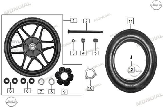 MONDIAL 400 RX3S EVO TEKER MONTAJ AKSAMI/ARKA