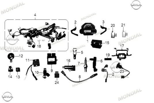MONDIAL RX3 İ EVO 250 ABS_18 ELEKTRIK TESISATI KOMPLE