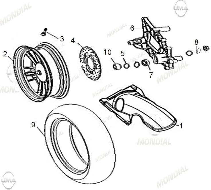 MONDIAL 125 RESSIVO i ARKA JANT - CELIK (3.50X13") (SIYAH)