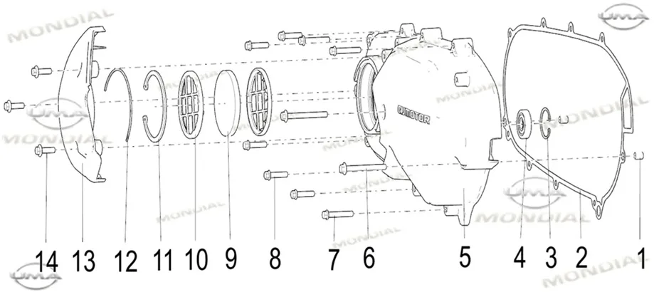 MONDIAL 125 VELOMAX KRANK KUTUSU SOL KAPAK CONTASI