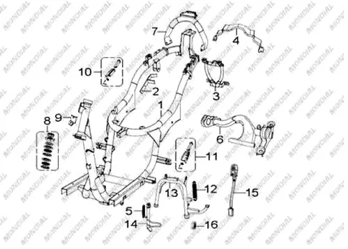MONDIAL 150 GOMAX ARKA BASAMAK KOMPLE SOL