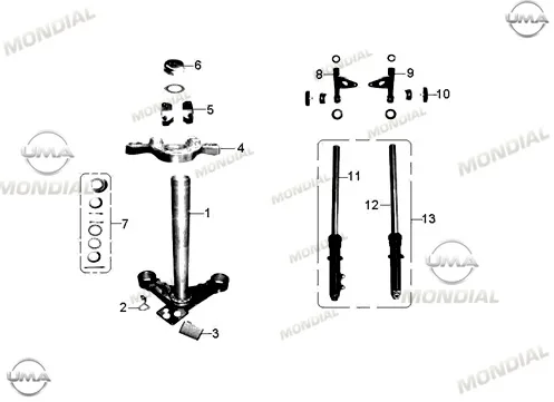 MONDIAL 125 MG SUPERBOY I FAR BAGLANTI BRAKETI SOL