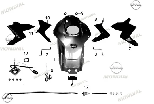 MONDIAL 180 Z-ONE S BENZIN DEPOSU SOL PLASTIK KAPAK (BEYAZ)