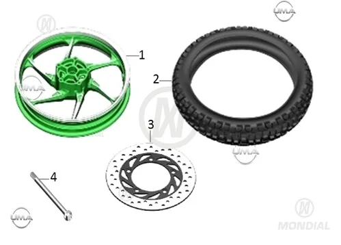 MONDIAL KD 125 F ON JANT - CELIK (2.15X17") (YESIL)