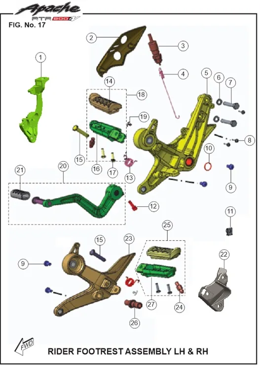 TVS APACHE RTR 200 4V E5+ FREN HIDROLIK POMPA KAPAGI