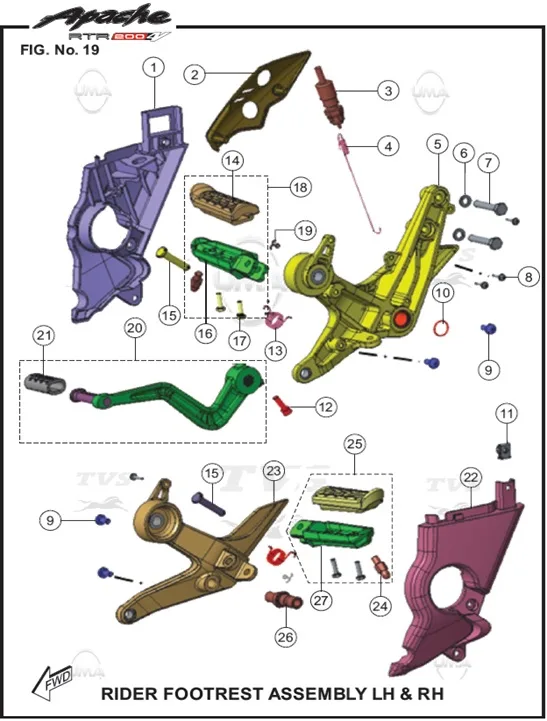 TVS APACHE RTR 200 e4 ON BASAMAK DEKOR KAPAK SAG