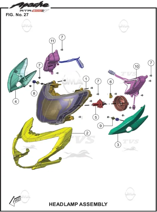 TVS APACHE RTR 200 e4 FAR MUHAFAZASI SAG (KIRMIZI)