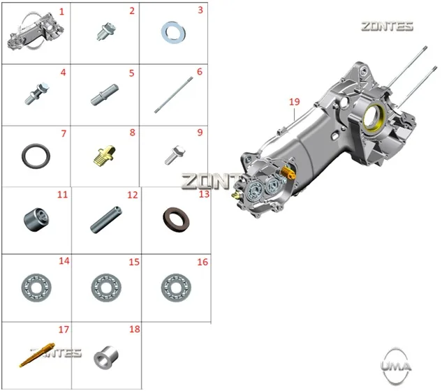 ZONTES ZT125T-M KRANK KUTUSU SOL KOMPLE