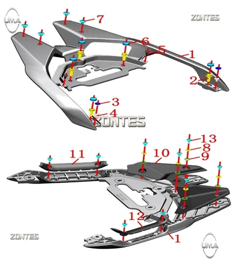 ZONTES ZT125T-M ARKA PORT BAGAJ PLASTIGI ALT SOL