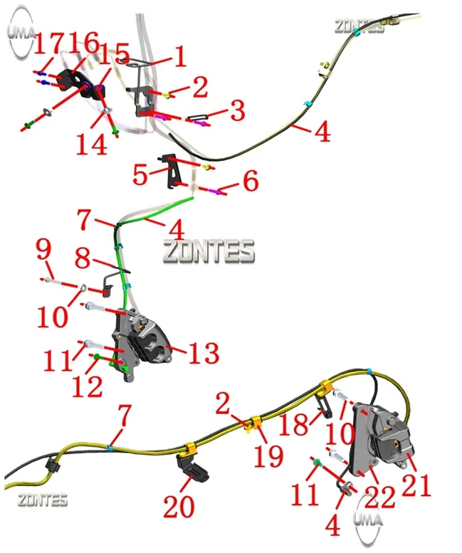 ZONTES ZT125T-M ARKA FREN KALIPER TAKIMI