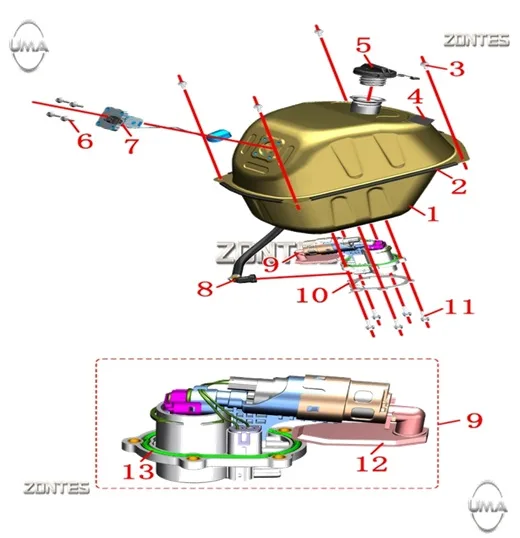 ZONTES ZT125T-M BENZIN DEPO SAMANDIRASI