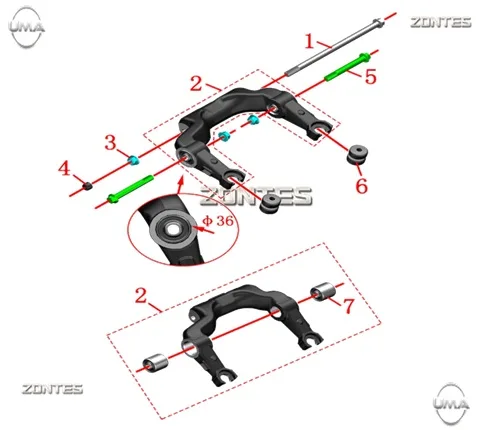 ZONTES ZT125T-M MOTOR DESTEK BURCU (12X39+36X35)