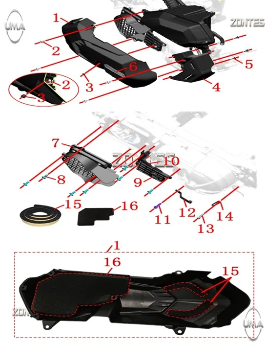 ZONTES ZT125T-M KRANK KUTUSU SOL DEKOR KAPAK ARKA