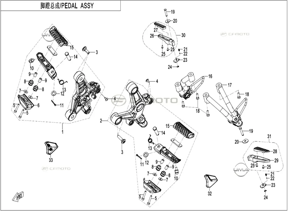 CFMOTO CF 250NK (CF250-BH) E5+ ARKA BASAMAK BRAKETI SOL