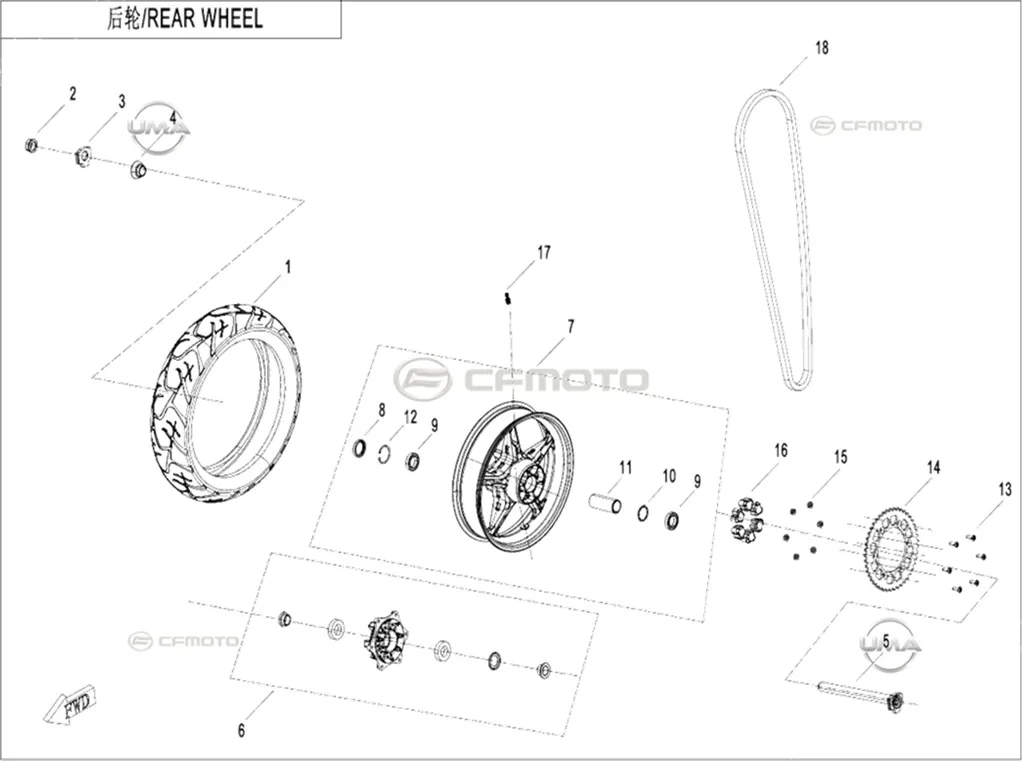 CFMOTO 800MT SPORT (CF800-5) E5 ARKA JANT - CELIK