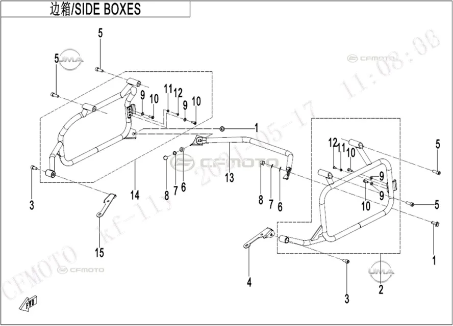 CFMOTO 800MT SPORT (CF800-5) E5 ARKA CANTA BAGLANTI BRAKETI SAG