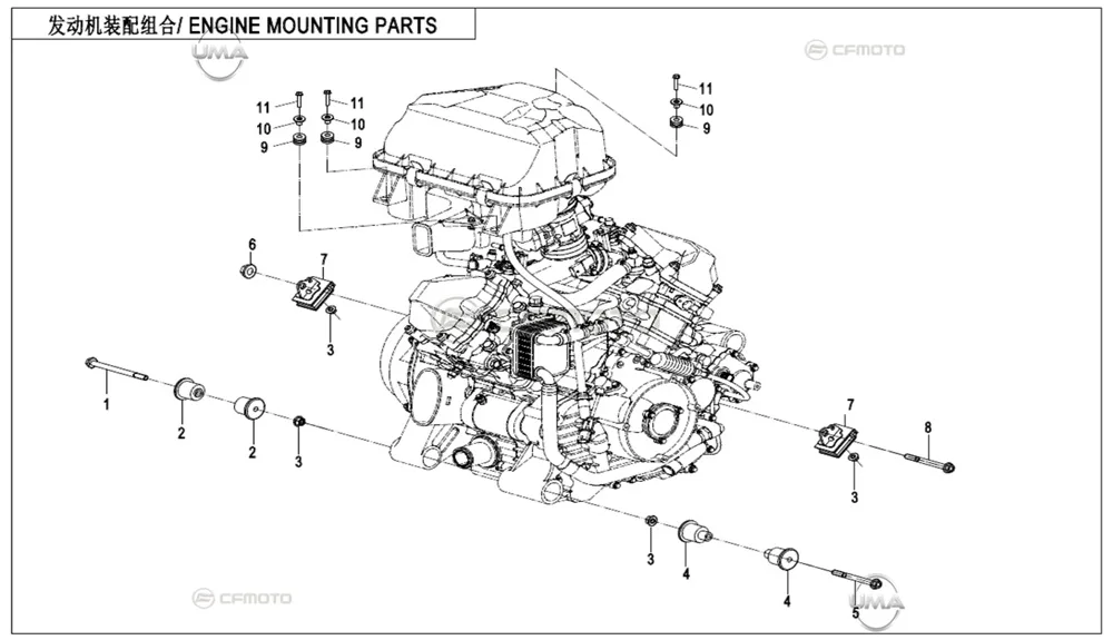 CFMOTO UFORCE 1000XL (CF1000UTR-5) (T1B) MOTOR ON BAGLANTI MILI