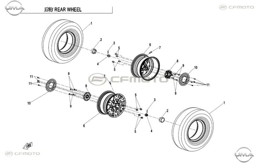 CFMOTO UFORCE 1000XL (CF1000UTR-5) (T1B) ARKA JANT - CELIK